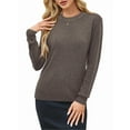 thumbnail image 3 of Women'S Wool Blend Classic Crew Neck Casual Fall Sweaters Brown M, 3 of 9