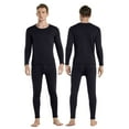 thumbnail image 4 of Dresfit Long Johns Men 2 Pack Cold Weather Fleece Lined Crew Neck Loungewear Set Long Sleeve Cotton Atheletic Knit Base Layer Strech Warm Black L, 4 of 4
