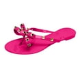 thumbnail image 5 of Modisza Studded Jellies Flip Flops Sandals with Bow Summer Beach Flat Thong Slide Sandal Slip on Rivets Slippers Shoes Pink 8.5, 5 of 6