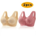 thumbnail image 2 of fheaev 2 Pack Front Closure Bras For Women Plus Size Full Coverage No Underwire Comfort Wireless Snap Closing Convenient Everyday Bra Front Button Bras Middle-Aged Older Women Front Buckle Corset Bra, 2 of 3
