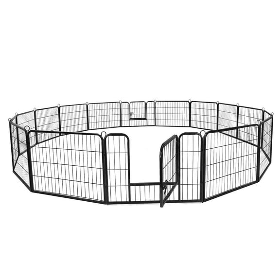 HomGarden 16 Panels 24'' Height Large Dog Playpen, Portable Puppy Exercise Pen Indoor Outdoor Dog Fence W/ Doors