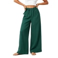 thumbnail image 2 of ZZwxWA Wide Leg Pants for Womens Bow Tie Waist Pleated Front Loose Fit Soft Vintage Dressy Casual Trousers with Pockets, 2 of 5