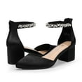 thumbnail image 7 of BURUDANI Women Heels Pumps Rhinestone Closed Toe Block Chunky Shoes, 7 of 7