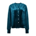 thumbnail image 3 of Posijego Women's Velvet Cardigans Button down Velour Long Sleeve Vintage Casual Shirts Spring Outerwear Jackets, 3 of 9