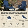 thumbnail image 5 of 2PCS Folding Adirondack Chair with Retractable Ottoman, HDPE All-Weather Resistant Adjustable Backrest Adirondack Chair w/4 in 1 Cup Holder Trays, Navy Blue, 5 of 7