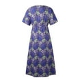 thumbnail image 4 of EGNMCR Robes d'Été Femmes Tendance 2024 Mode Femmes Col en V Imprimé Manches Courtes Patchwork Décontractée Longue Robe, 4 of 5