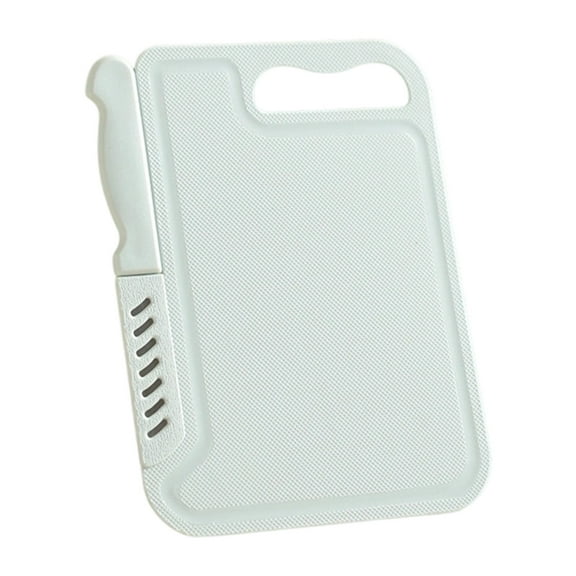 Portable Cutting Board Set with Fruit Knife & Peeler | Plastic Cutting Board with Stainless Steel Knives | Pink or Blue | 8.26x6.29 Inches | Kitchen & Picnic Utensils