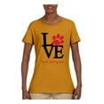 thumbnail image 2 of Love My Cat Stole My Heart Red Footprints Animal Lover Womens Graphic T-Shirt, Gold, Small, 2 of 3