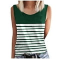 thumbnail image 2 of JTZGDY Cami Shirts for Women Loose Fit Casual Summer Sleeveless Round Neck Striped Color Block Print Tank Tops Trendy Cozy Beach Vacation Tees Blouse A02-Green XXXXXL, 2 of 5