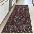thumbnail image 3 of Ottomanson Machine Washable Cotton 3x6 Flatweave Runner Rug for Bedroom, 2'7" x 6', Red Medallion 6100, 3 of 11