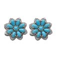 thumbnail image 2 of Pendientes de tuerca de turquesa retro bohemio para mujer, pendientes de plata antigua con diamantes de flores de nieve, joyería Wmkox8yi sjalhkljlk299, 2 of 3
