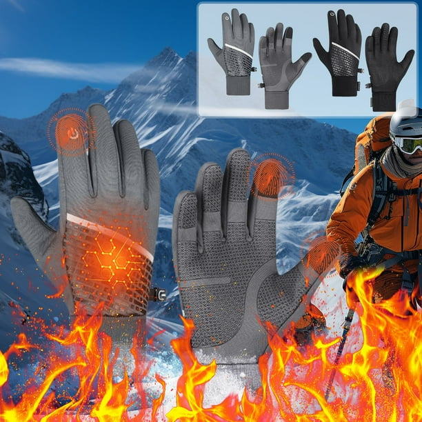 Fiudx Guantes de Ciclismo de Invierno, Resistentes Al Viento, Acolchados y Cálidos, Compatibles con Pantallas, Agarre Antideslizante para Pesca y Deportes Al Aire Libre, Ajuste Ajustable, Duraderos,