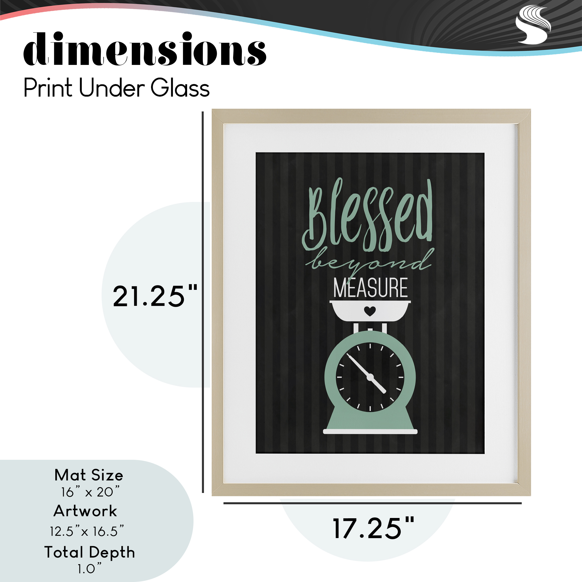 Blessed Beyond Measure Scale Birch Framed Print Under Glass, design by Lettered and Lined