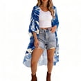 thumbnail image 2 of SOOMLON Coverups Women Swim Suit Plus Size Chiffon Long Cardigans Print 3/4 Sleeve Coverup Hawaiian Blue Beach Outfits, 2 of 9