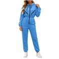 thumbnail image 2 of Kttectoa Jumpsuits for Women Hooded Zip up Jumpsuit Elastic Waist with Pockets Solid Trendy Athleisure Fall Winter Wear, 2 of 5