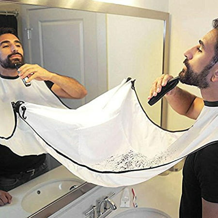Beard Bib, Coolmade New Version Beard Catcher Apron for Men Shaving and Trimming with 2 Suction Cups, Adjustable Neck Straps Hair Clippings Catcher, Grooming Cape Apron for Men Beard & Mustache