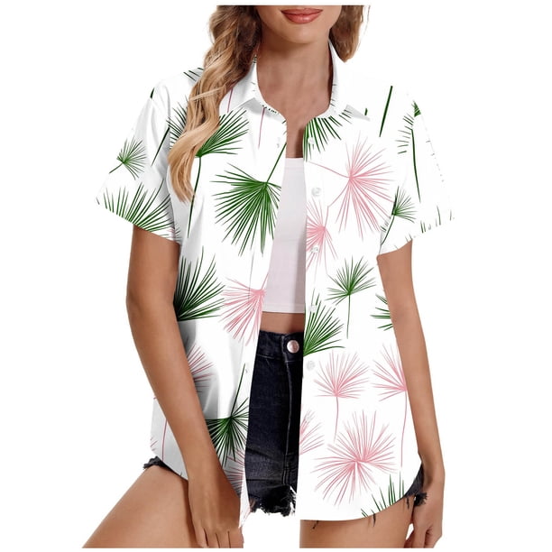 Pantalones Cortos para Mujeres Sexy, Casual Estampado Cómodo Manga Corta Botón Top Blusa para el Verano Y Diario