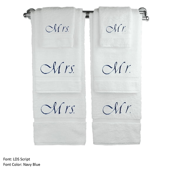 BC BARE COTTON Luxury Hotel & Spa Mrs and Mr Six Piece Towel Set Wedding Engagement