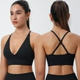 thumbnail image 7 of XINXIAOO Women's V Neck Long Line Sports Bra Strap Padded Cup Adjustable Thin Strap Fitness Yoga Short Top Womens Bras No Underwire Women Bra Women Bra Set and Underwear Tan Sports Bra Front Closure, 7 of 7