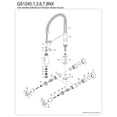 thumbnail image 3 of Kingston Brass GS1247NX Hamilton Double-Handle 2-Hole Wall-Mount Pre-Rinse Bridge Kitchen Faucet in Brushed Brass, 3 of 5