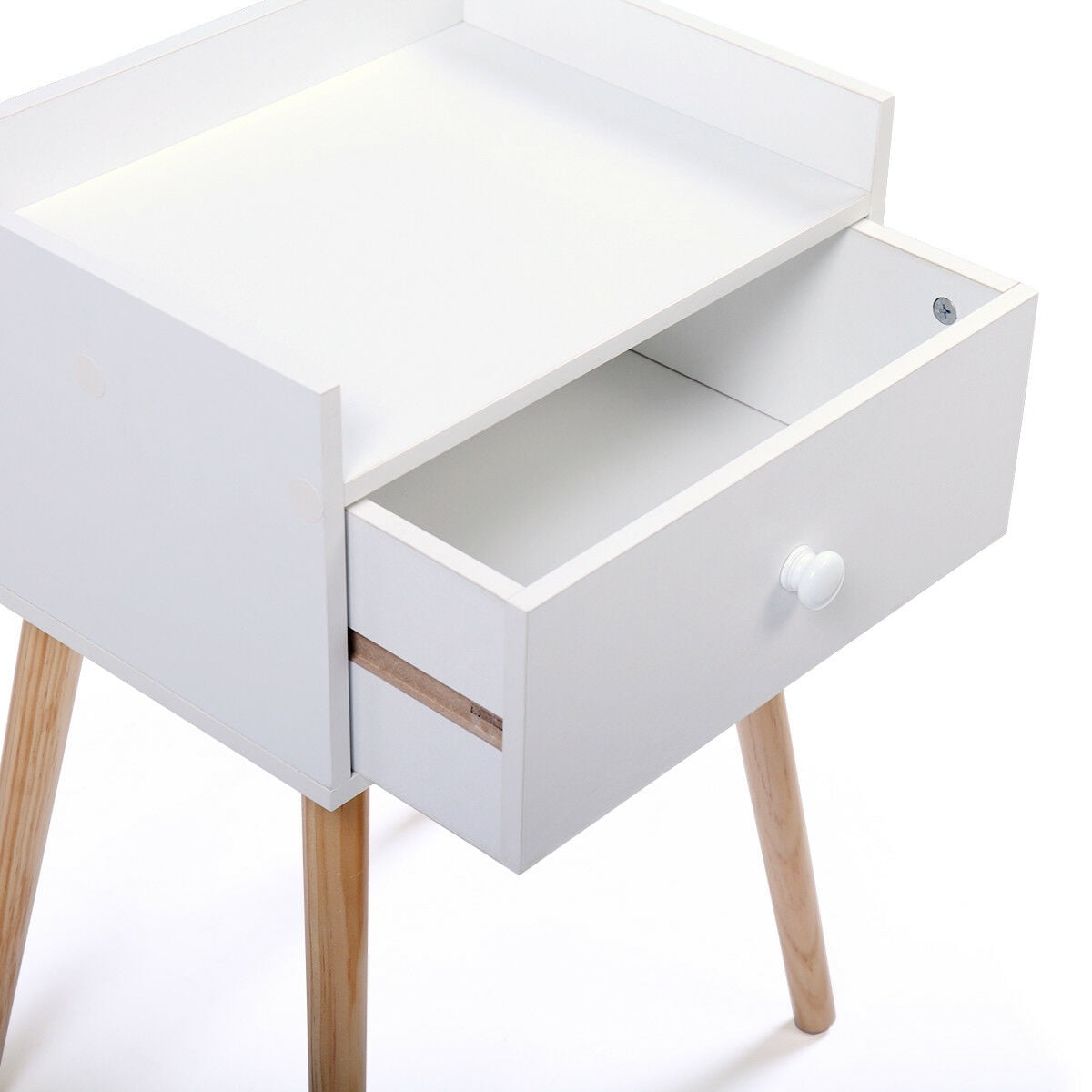 Kepooman Wood Night Stand with Bin Drawer, Modern Design Furniture End Side Table for Bedroom Living Room - White Kepooman Wood Night Stand with Bin Drawer, Modern Design Furniture End Side Table for Bedroom Living Room - White