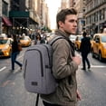 thumbnail image 4 of Mancro Laptop Backpack with Lock, Water Resistant Carry on Travel Backpack for Men and Women Fits 15.6 in Laptop, Gray, 4 of 7