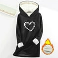 thumbnail image 2 of Winter Fashion Heart Print Sweatshirt Women's Thickened Casual Pullover Long Sleeve Hooded Sweatshirt My Items, 2 of 3