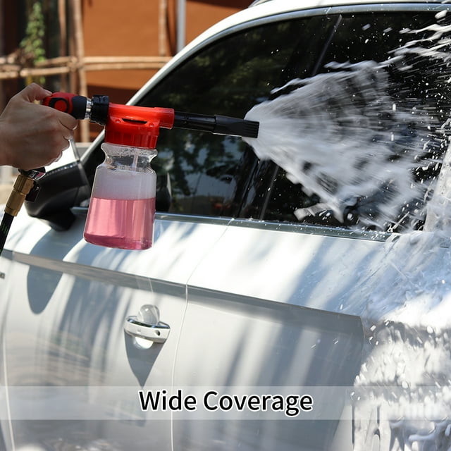 Premium Plastic and Zinc Alloy Car Foam Gun, Sturdy and Durable, Wide Coverage, Horizontal or Vertical Nozzle, 1L Transparent Bottle, Multifunctional, Easy To Control, Suitable