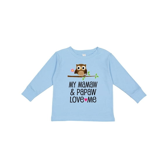 Inktastic Mamaw and Papaw Girl Granddaughter Owl Girls Long Sleeve Toddler T-Shirt