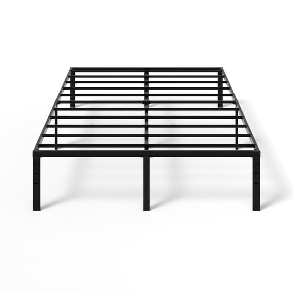 Queen Bed Frame 18 Inch Metal Platform, Heavy Duty Steel Slat Mattress Foundation, No Box Spring Needed, Sturdy 1000lb Support, Easy Assembly, Underbed Storage Space, Black
