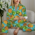 thumbnail image 6 of Pofeuu Pineapple Print Womens Pajamas Set Long Sleeve Sleepwear Button Down Nightwear Soft Pj Lounge Sets Button Down Pajamas Women-XX-Large, 6 of 7