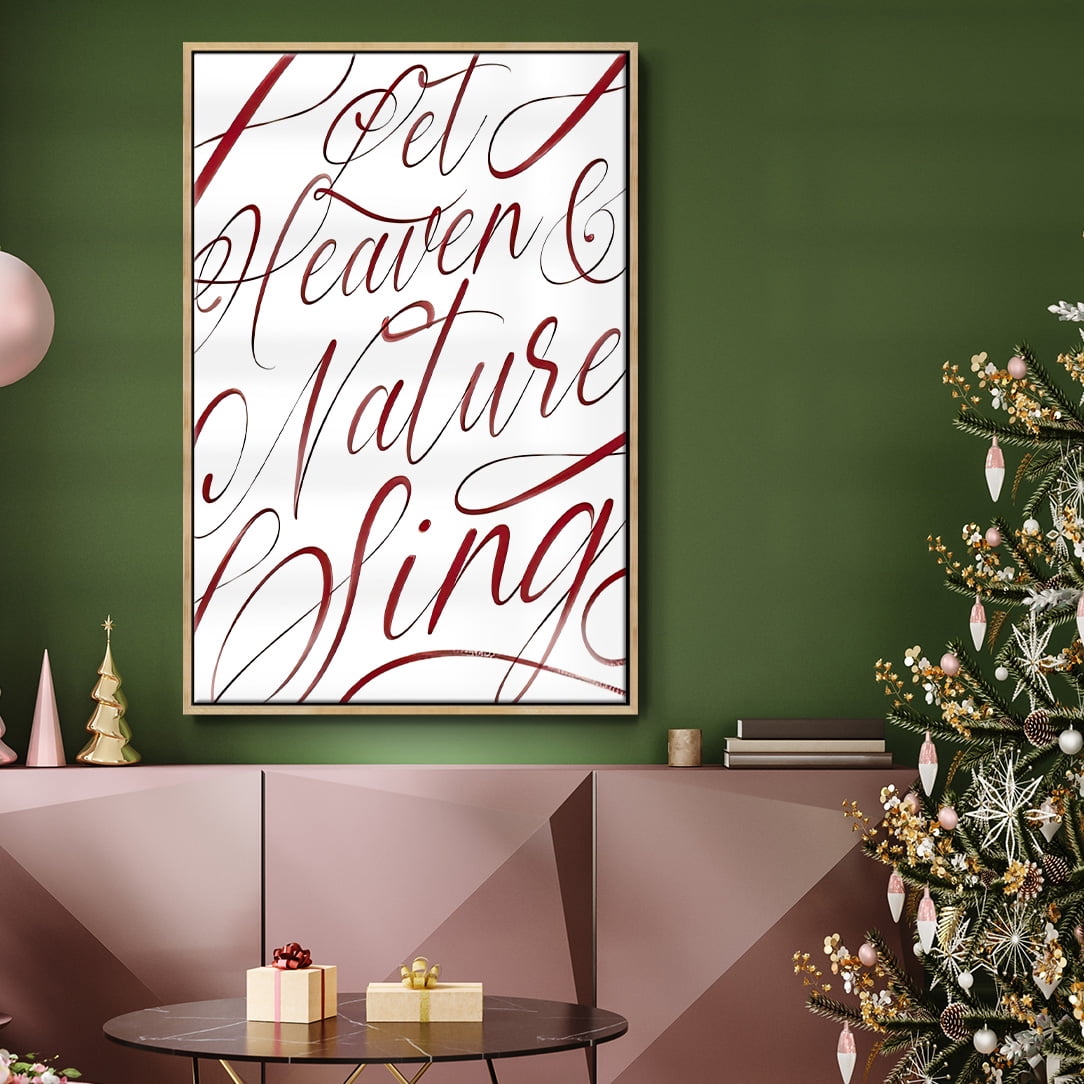 Heaven and Nature - Framed Gallery Wrapped Holiday Canvas - 25 x 37 - Natural Wood Frame