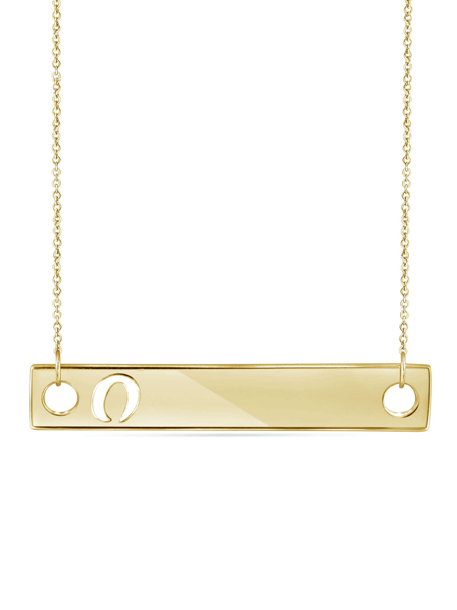 O Initial 14k Gold Over Silver Bar Necklace
