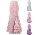 thumbnail image 2 of Womens Summer Skirts Ruffled Styles Floral Stretchy Spring a Line High Waisted Wedding Guest Party Long Skirt, 2 of 4