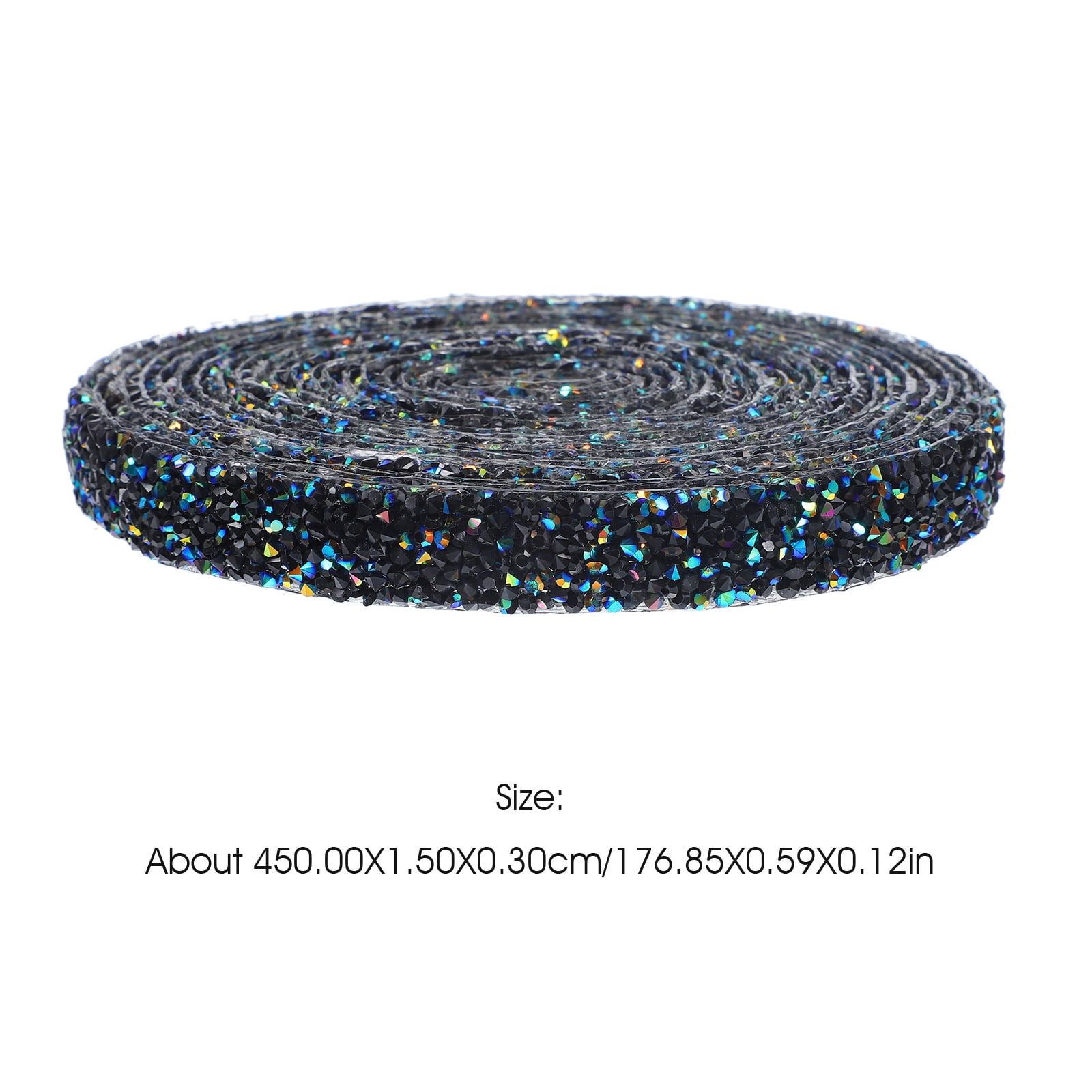 KAKOWELY 1 Roll Resin Rhinestone Tape Black Blue Ab for Vases Vehicles Women Self Adhesive Decorative