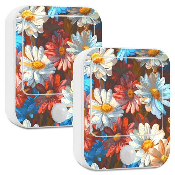 Yayeee 2-Pack Plug in LED Night Lights with Light Sensors Motion Detectors, Vibrant Floral