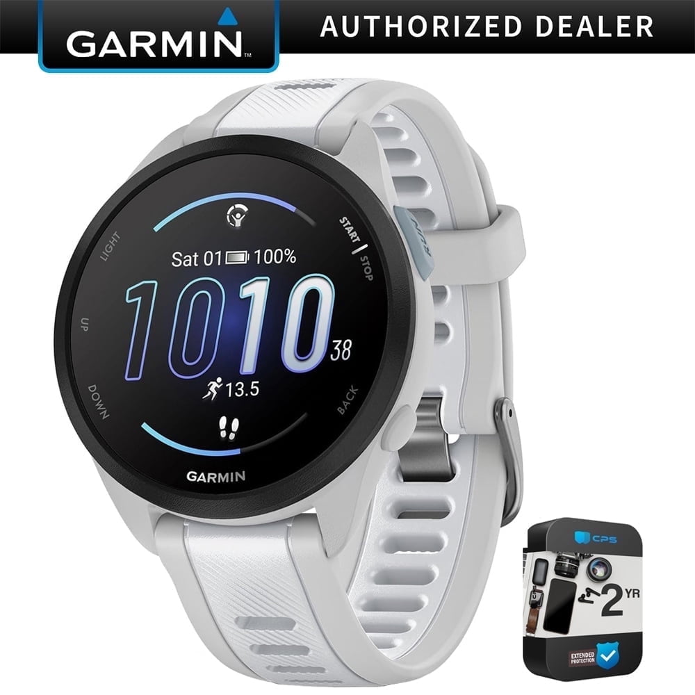 Garmin 010-02863-21 Forerunner 165 Smart Sport Watch, Mist Gray + Whitestone Bundle with 2 YR CPS Enhanced Protection Pack| Official Garmin USA Dealer