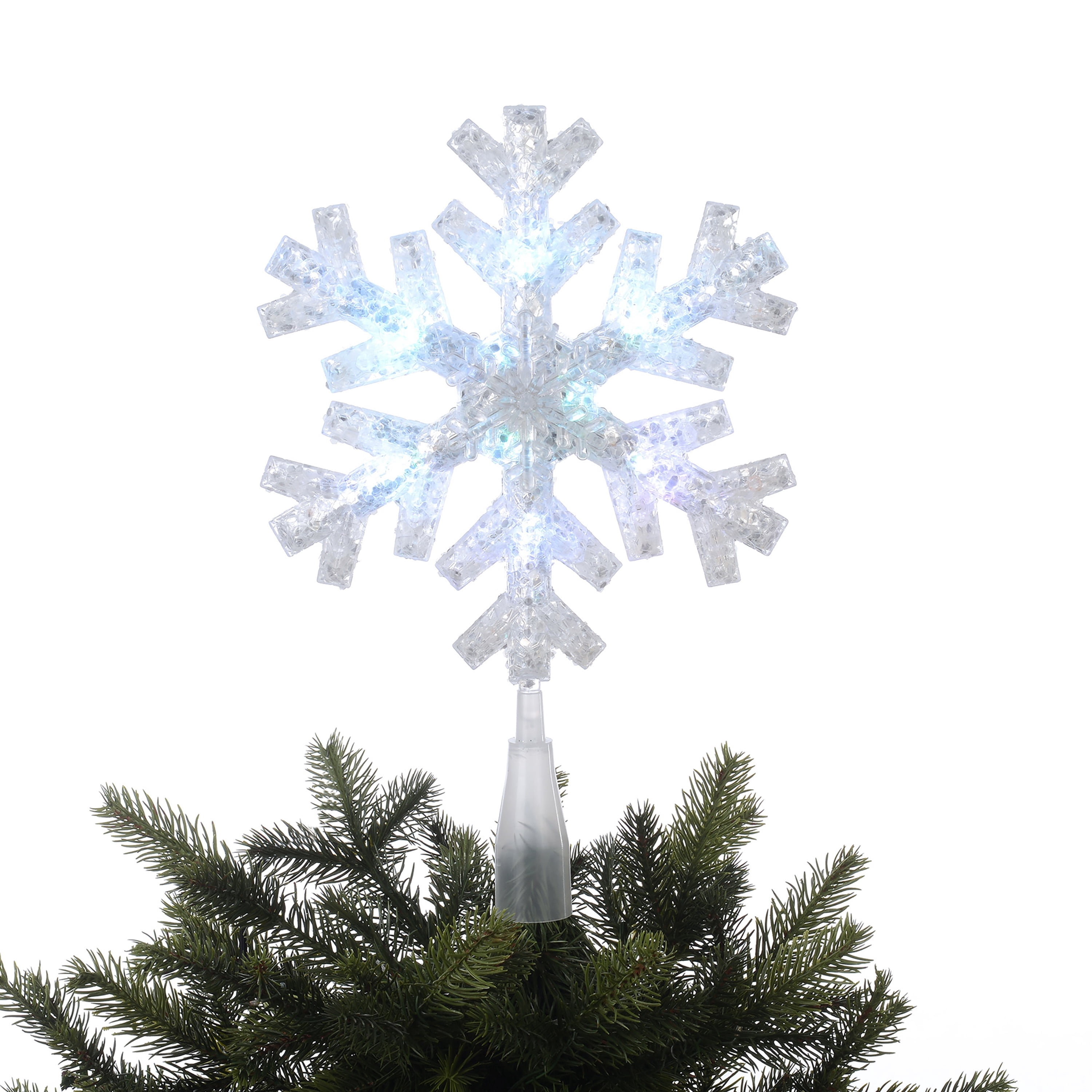 LED Color-Changing Snowflake Christmas Tree Topper, White, 11.75", by Holiday Time