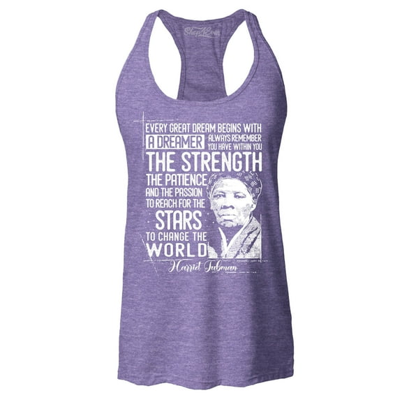 Shop4Ever Women's Dreamer Change The World Quote Harriet Tubman Racerback Tank Top Medium Purple