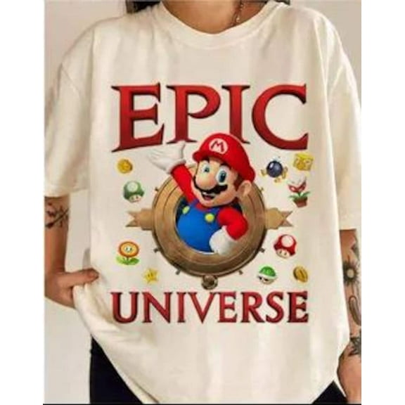 Super Mario Epic Universe T-Shirt, Mario Luigi Princess Peach Epic Universe Family Shirt, Epic Group Matching, Epic Family Trip 2025 Tee