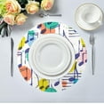 thumbnail image 5 of Color Music Notes Round Placemats Washable Placemats Non-Slip Heat-Resistant Table Place Mats for Dining Kitchen Holiday Party Table Decoration 15.4"-6PCS Table Mat, 5 of 7
