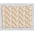 thumbnail image 1 of Leaf Tapestry, Floral Abstract Pattern Leaf Silhouettes in Retro Colors Gardening Plants, Wall Hanging for Bedroom Living Room Dorm Decor, 60W X 40L Inches, Army Green Tan Brown, by Ambesonne, 1 of 2