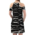 thumbnail image 2 of BAR III $69 Womens New 1128 Black Ivory Tie Dye Cold Shoulder Shift Dress S B+B, 2 of 2