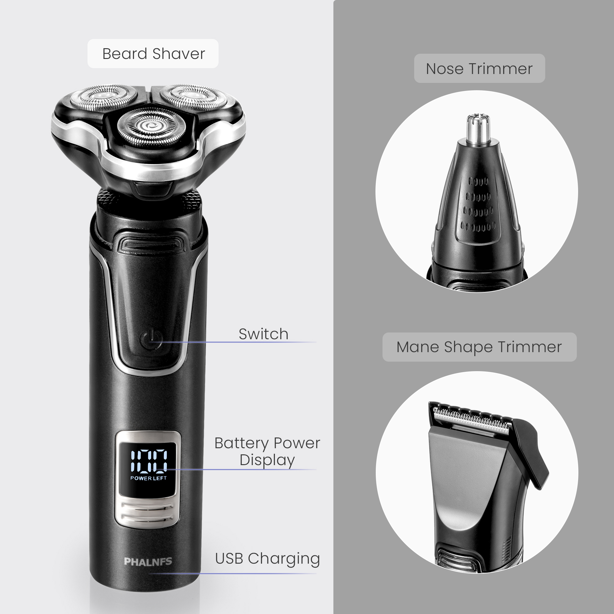 RUTAWZ 3-in-1 Electric Shaver with Beard & Nose Trimmer photo 3