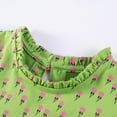 thumbnail image 4 of Robes Décontractées pour Filles Été Imprimé Floral Col Rond Manches Courtes Midi Robe Décontractée Tenue de Vacances, Vert, 7-8 Ans, 4 of 5