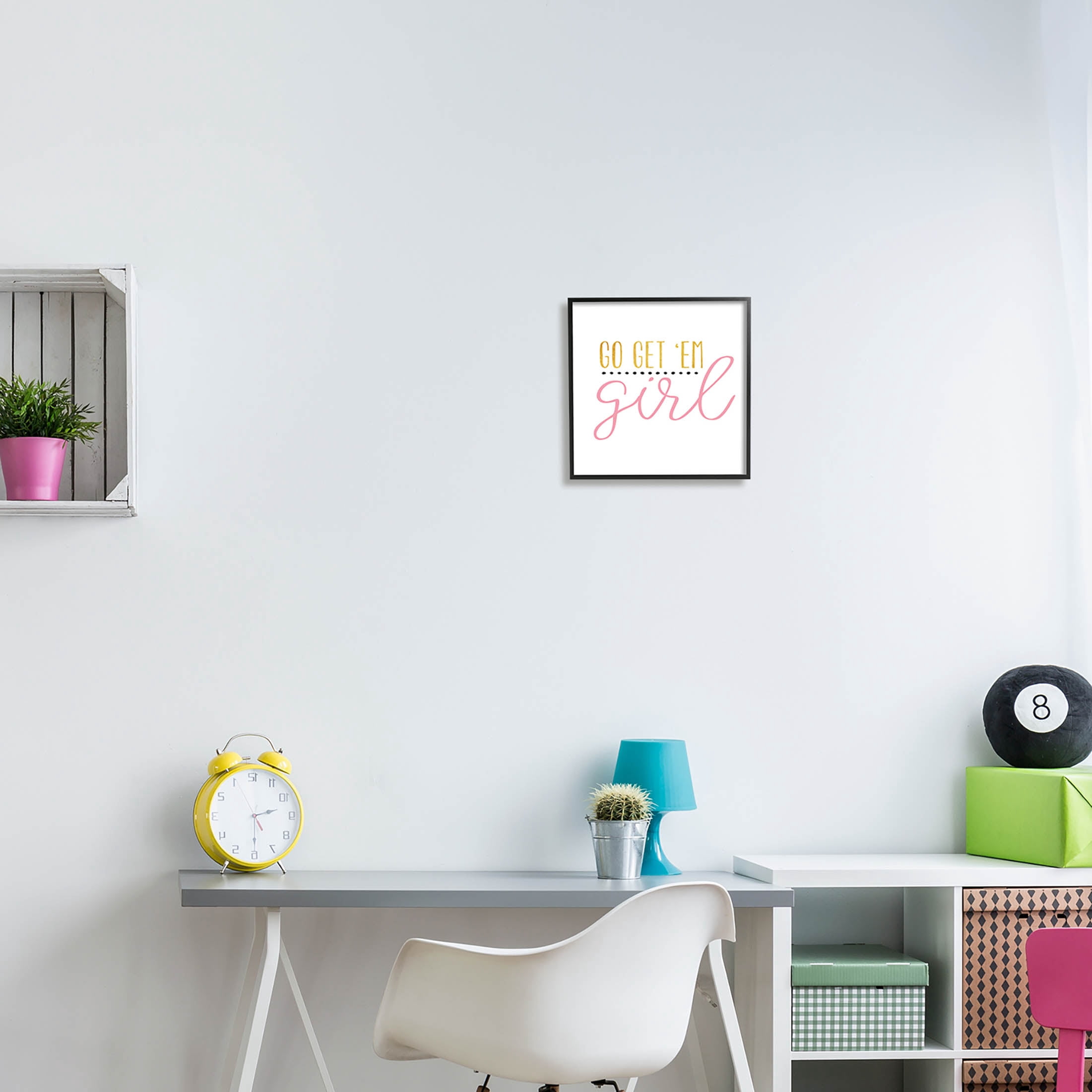 Stupell Industries Go Get Em Girl Motivational Graphic Art Black Framed Art Print Wall Art, Design by Alli Rogosich