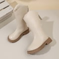 thumbnail image 6 of Kogui Toddler White Boots Girls Combat Boots Mid Calf Lace Up Riding Boots Leather Side Zipper Boots for Kids Size 11 (White,Little Kids 11), 6 of 9