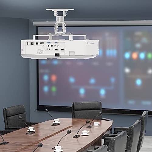 Montaje de techo del proyector Wali, montaje de proyector universal de bajo perfil con brazos retráctiles y función de ajuste múltiple (PM-002-W), blanco