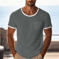 thumbnail image 2 of Pafei Tyugd Pocket Tee Shirts for Men Big And Tall Short Sleeve Shirts Lightweight Breathable Casual Crewneck Summer Basic Tees Gray M, 2 of 8