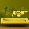 thumbnail image 2 of Maynos 12PCS Acrylic Mirror Wall Stickers Self Adhesive Removable Hexagonal Decorative Mirror Sheet For Home Living Room Bedroom Decor, 80*70*40mm Gold, 2 of 7